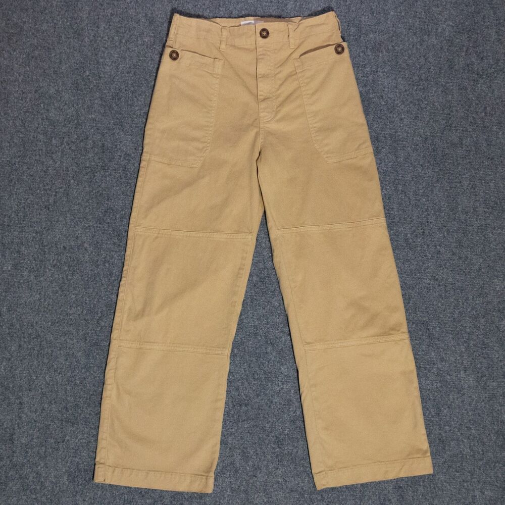 FRAME Utility Pants Trousers High Rise Stretch Cargo Straight Leg Washed Tan 27
